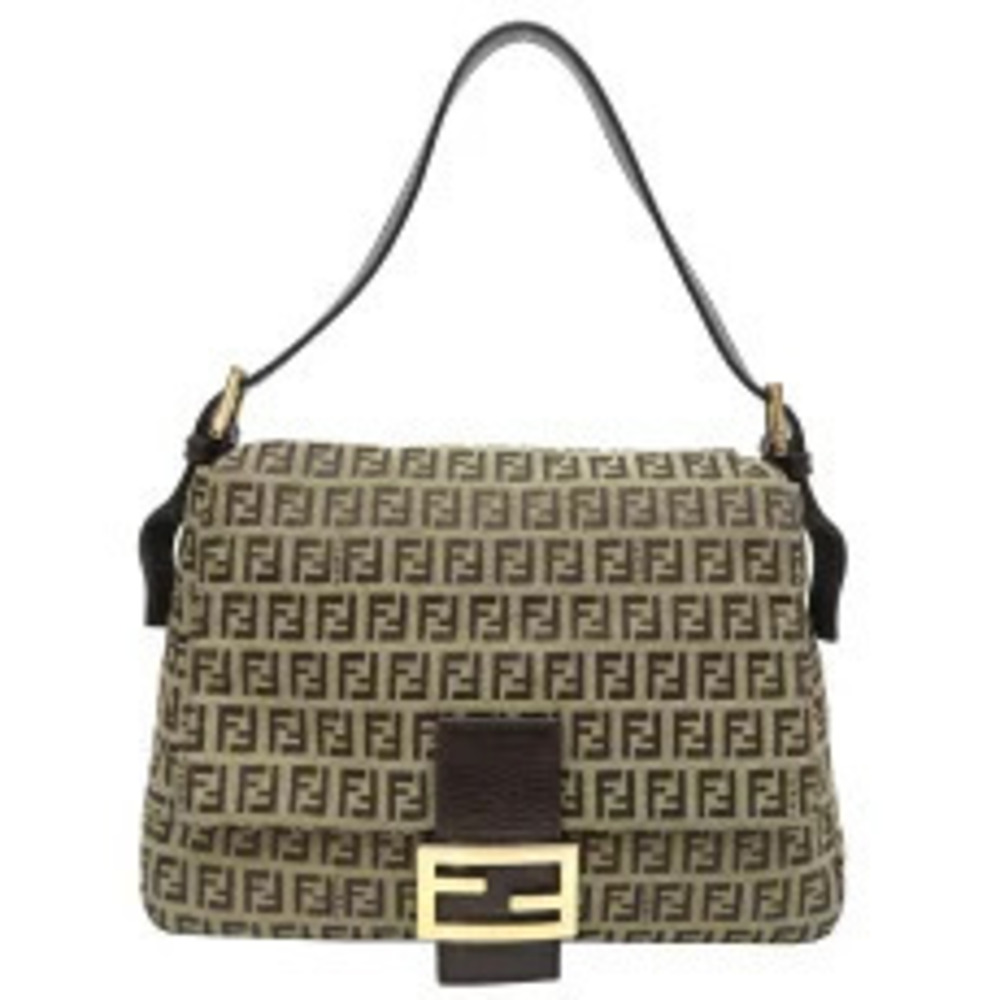 Fendi Zucchino Shoulder Bag Canvas Brown
